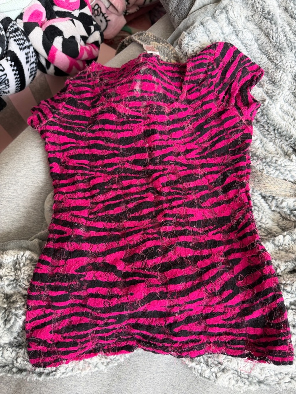 No Boundaries Pink and Black Zebra Short Sleeve Tee